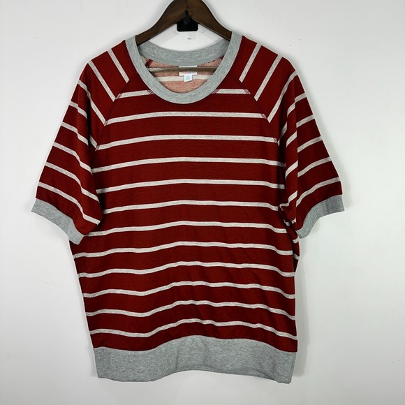 LuLaRoe Randy Top 2XL Red Gray Striped Raglan Sleeve Casual Boho Preppy Tee - Picture 1 of 6